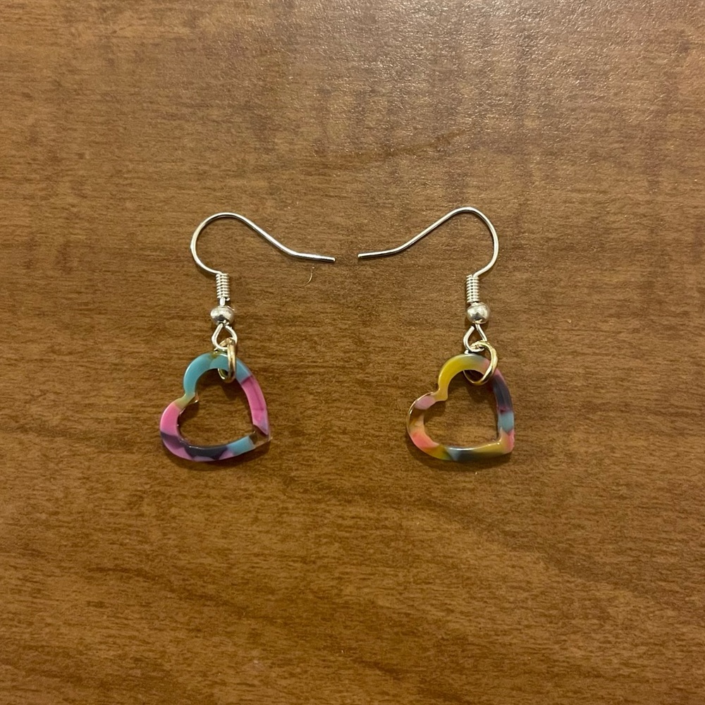 3/$30! Multicolor Heart Dangle Earrings